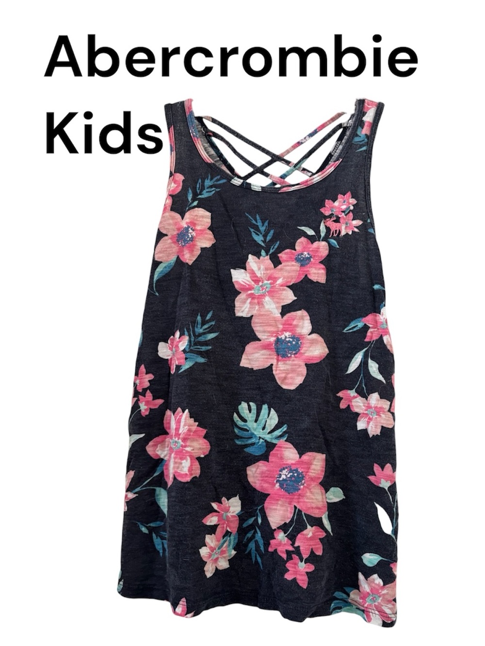 Abercrombie Kids Pink Floral Crisscross Tank Top sz 11/12